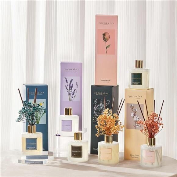 Premium Reed Diffuser Set Preserved Baby's Breath Cotton‎ Stick Cashmere Vanilla - Picture 4 of 7